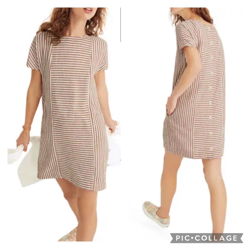 Madewell | Rust Striped Daphne Button Back Dress